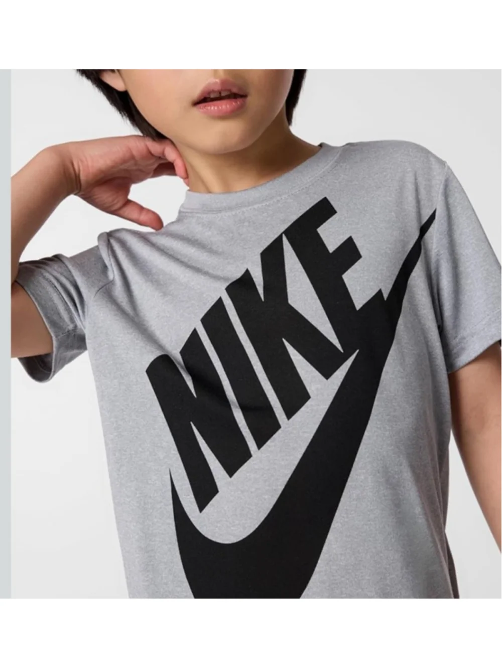 NWT Nike Boys 2-Piece Dri-FIT Logo Tee & Shorts Set Gray/Black Size 7